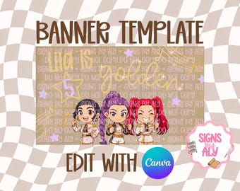 Golden Birthday Banner Template | Party Banner Mockup | Editable Canva | Digital Download
