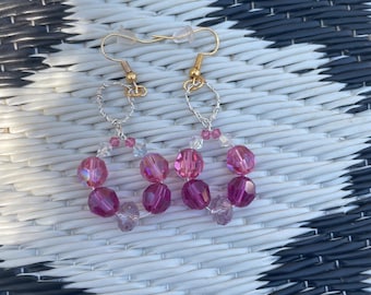 Aurora Borealis -wire wrapped Crystal Suncatcher earrings