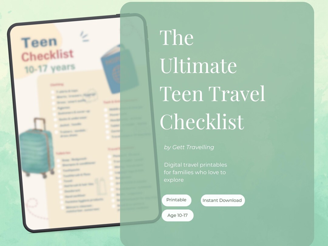 Teen Travel Checklist | Printable Packing List for Teens | Instant ...
