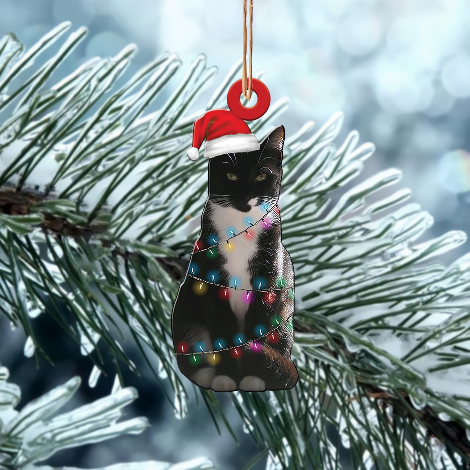 Tuxedo Cat Christmas Ornament Tuxedo Cat Christmas Lights Etsy