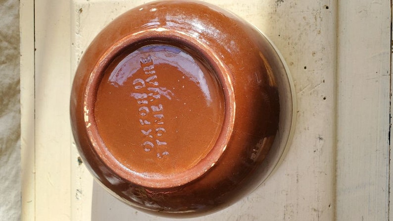 Vintage Nesting Bowl Set. Oxford Stoneware. Brownie, Brown and Cream. image 6