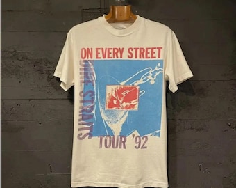 90s Dire Straits rock band On Every Street band Reprint t shirt