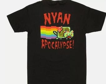 Nyan Cat Apocalypse T-Shirt Funny Meme Retro Graphic Tee Unisex S- 3XL