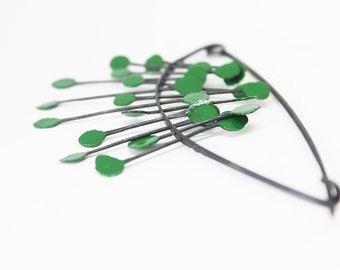 Big emerald green pin, Statement brooch pin, Handmade silver shawl pin, Contemporary Art Jewellery, Bold Modern Pin, Modernist safety pin