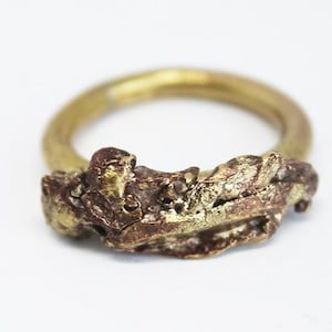Bold statement ring, Textured unique ring, Contemporary Jewellery, Modern ring brass, Organic handmade Art Jewelry, Sculptural Ring for her