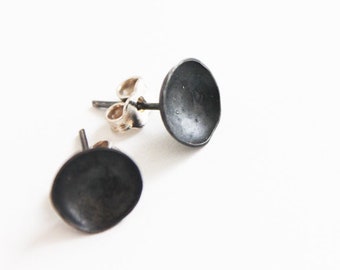 Modern studs, Minimalist Earrings, Silver concave Earrings, Handcrafted Jewellery, Classy Everyday earrings stud, Oxidized Earrings for Her