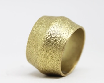 Bold Massive Brass Ring, Contemporary Organic band ring, Textured Unique Ring, Art Sculptural Jewellery, Valentine Gift for Her