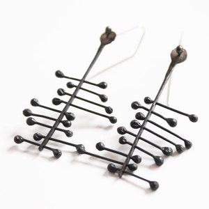 Big Bold Earrings, Black Silver Earrings, Modernist dangle Earrings, Statement Jewelry, Eclectic Earrings, Special Earrings, Gift for Her