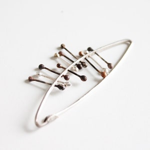 Bold Silver Pin, Modern Statement Brooch, Contemporary Safety Pin, Eclectic Jewelry Design, Modernist handmade pin brooch, Artisan Jewelry image 1