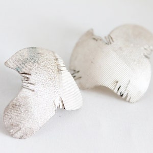 Bold Silver Abstract Earrings, Irregular Artistic Big Stud, Handmade unique jewelry, Organic Classy Earrings, Large Rustic Stud Earrings