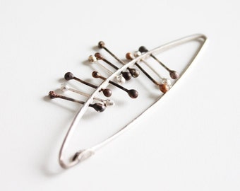 Bold Silver Pin, Modern Statement Brooch, Contemporary Safety Pin, Eclectic Jewelry Design, Modernist handmade pin brooch, Artisan Jewelry