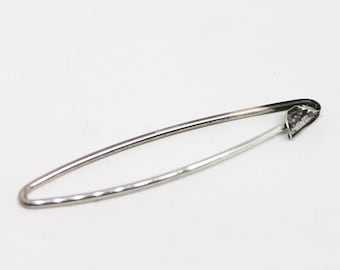 Minimal small silver pin, Everyday Unisex Brooch Pin, Modern handmade shawl pin, Simple firm safety pin, Contemporary Jewelry, Original Gift