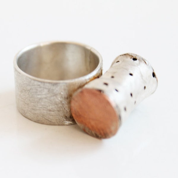 Statement ring, Silver statement ring, Silver ring, OOAK jewellery, Unique silver ring, Big silver ring, Copper, Contemporary silver ring,