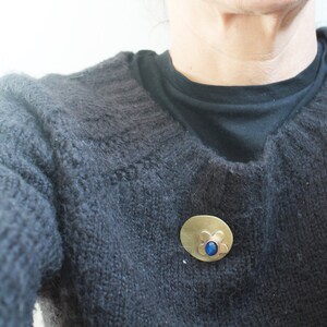 Small Blueberry Modern Brooch, Fruit Pin Brooch, Statement handmade jewellery, Mixed Metal Unisex Pin, Organic Contemporary Brooch, Blue Pin image 8