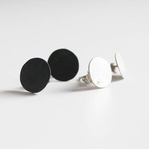 Minimal silver stud, Everyday Modern Earrings, Geometric Earring, Contemporary Jewelry, Everyday Simple Earring, Modernist Brushed Earring image 4