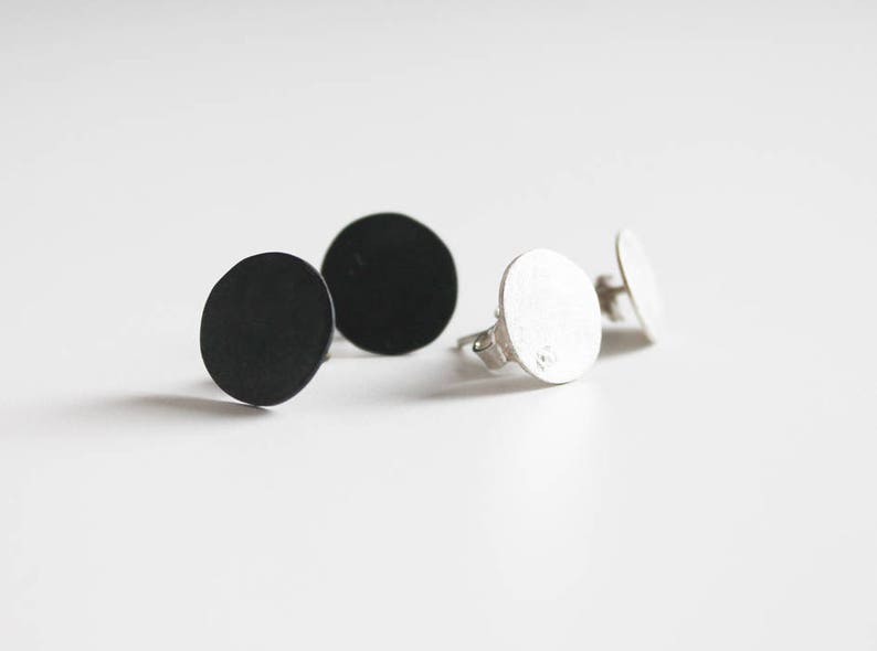 Minimal silver stud, Everyday Modern Earrings, Geometric Earring, Contemporary Jewelry, Everyday Simple Earring, Modernist Brushed Earring image 4