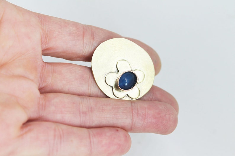 Small Blueberry Modern Brooch, Fruit Pin Brooch, Statement handmade jewellery, Mixed Metal Unisex Pin, Organic Contemporary Brooch, Blue Pin image 5