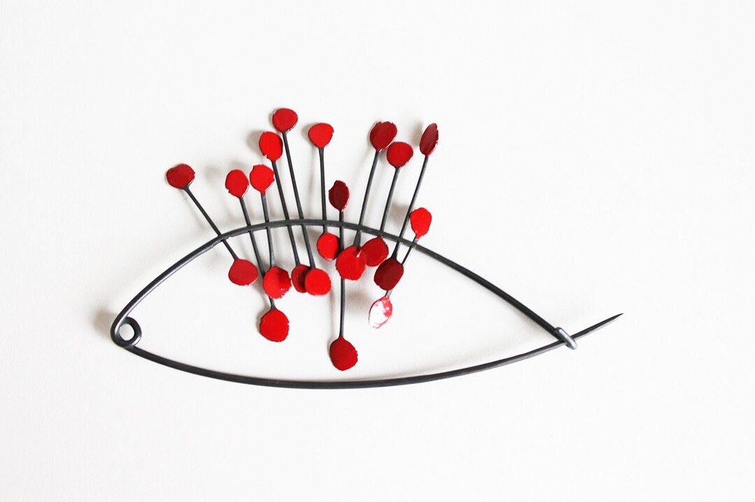 Modern Pin Design Statement Silver Pin, Modern Art Pin, Modernist Jewelry, Big Bold ...