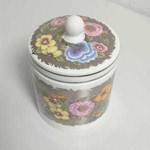 Vintage Wedgwood Floral Lustre Susie Cooper English Fine China Flower Trinket Storage Pot Jewellery Box Silver Bright Birthday Gift for Her
