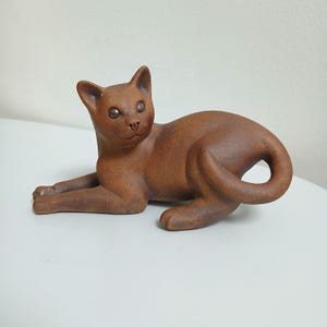 Vintage Suzie Marsh Cat Sculpture Studio Stoneware Terracotta Animal Ornament Figurine