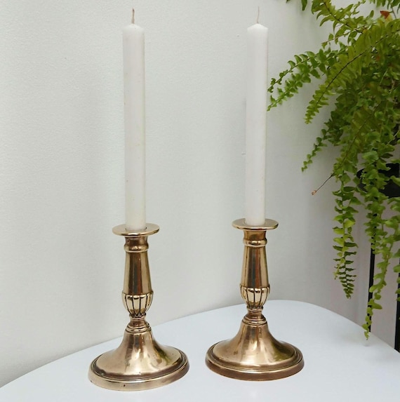 Viktorianische ovale Messing Kerzenständer Paar Vintage englische Display Dekor Dinner Party Styling