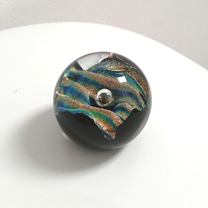 Vintage Signed SGS Schuster Glass Studio Ron Schuster Dichroic Art Glass Paperweight USA 2002 Colourful Rainbow Display Decor Gift for Her