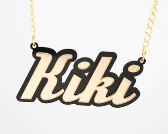 Name necklace Custom necklace Personalized necklace Blue letters necklace Name Plate Necklace Word Nameplate jewelry Font Acrylic necklace
