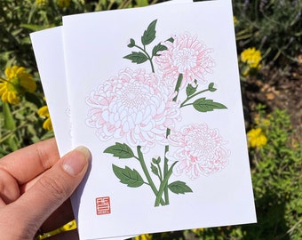 Chrysanthemum greeting cards 6 pack A2 size Blank cards Blank greeting cards Mother's day cards with flowers Japanese flower card Mum flower