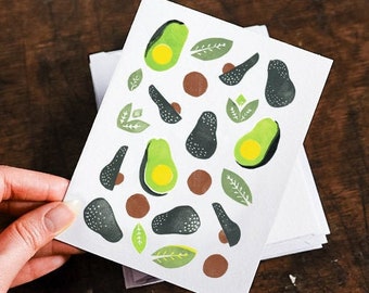 Avocado greeting cards 6 pack A2 size Blank cards Blank greeting cards Retro themed cards Farmhouse card Farmhouse greeting card Boho card