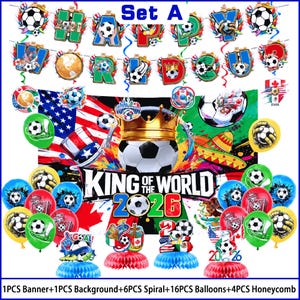 2026 W*rld C*p-themafeestdecor, W*rld C*p 2026-fankit, feestartikelen voetbal, W*rld C*p-ballon, feestdecor voetbal/voetbal, spandoek WK