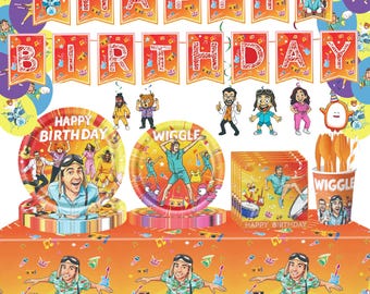 Complete D*nny Go Wiggle Birthday Party Supplies Set,D*nny Go Cartoon Character Themed Kids Birthday Party Decor,D*nny Go Merch,Tbleware