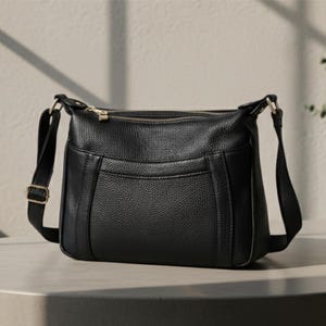Sac en cuir de vachette véritable/sac à bandoulière en cuir pour femme