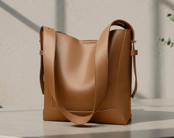 Borsa da donna in vera pelle di vacchetta / Borsa a tracolla in pelle per donna