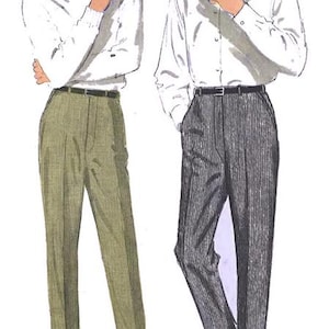 Könnte beinhalten: Illustration von zwei Männern in Vintage-Kleidung, die jeweils eine Pfeife halten. Einer trägt einen weißen Rollkragenpullover und eine olivgrüne Hose, der andere ein weißes Hemd mit Knöpfen und eine Hose mit Nadelstreifen. Beide Outfits haben einen schwarzen Gürtel.