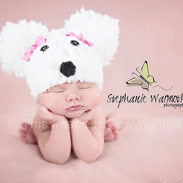 Baby Girl  Poodle crochet hat/beanie, Photography prop, Animal Hat , Dog hat
