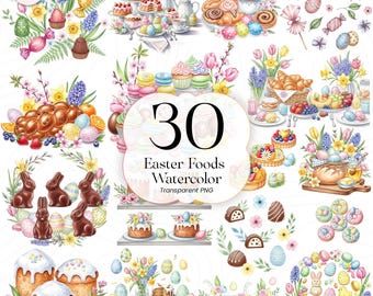 Osterkost Aquarell PNG Clipart Bundle, Osterkost Illustration für Frühlingsdesign, Digital Download, EFW001