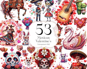 Clipart PNG de San Valentín mexicano: linda ilustración romántica de amor para el diseño de regalos de San Valentín / MV01