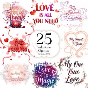 Valentine Quotes PNG Clipart Romantic Love Sayings Valentine’s Day for DIY Crafters VQ01