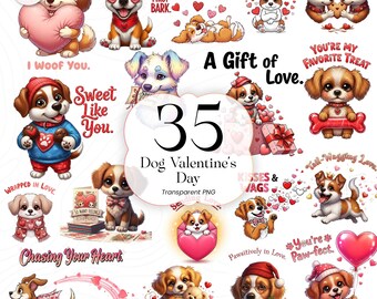 Dog Valentine PNG Clipart Cute Puppy Illustration Valentine’s Day Dog Lovers VD01