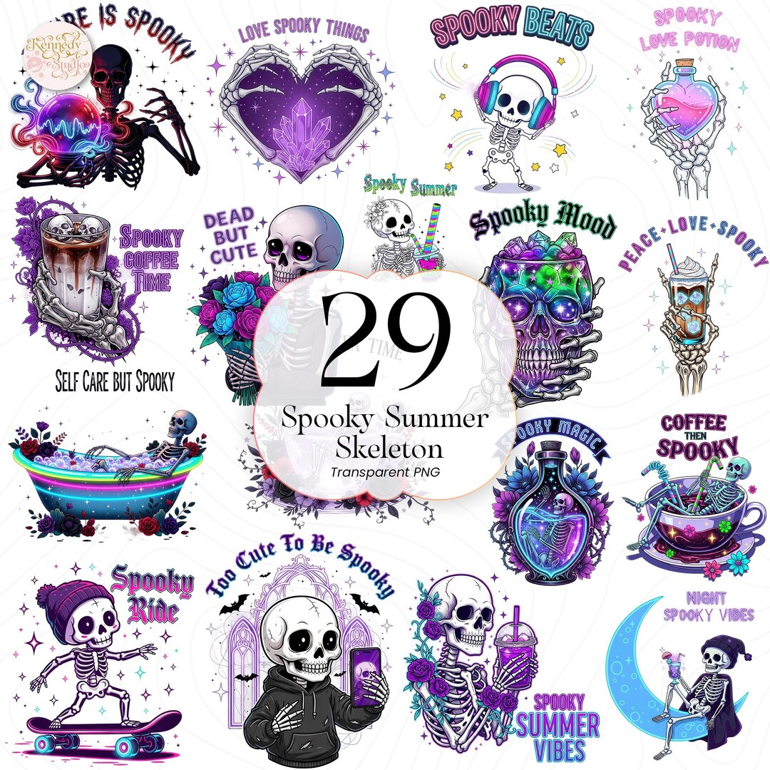 Spooky Summer Skeleton PNG Clipart, Beach Sunglasses Skull, Summerween ...