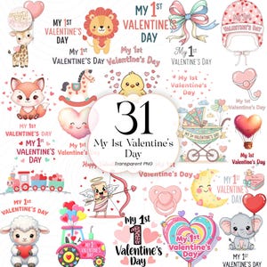 My 1st Valentine’s Day PNG Clipart Cute Heart Design Valentine Baby Sublimation V01