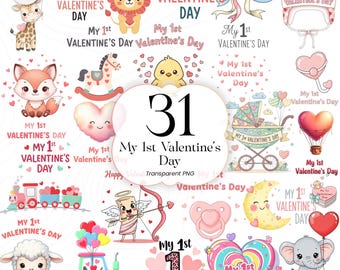 My 1st Valentine’s Day PNG Clipart Cute Heart Design Valentine Baby Sublimation V01