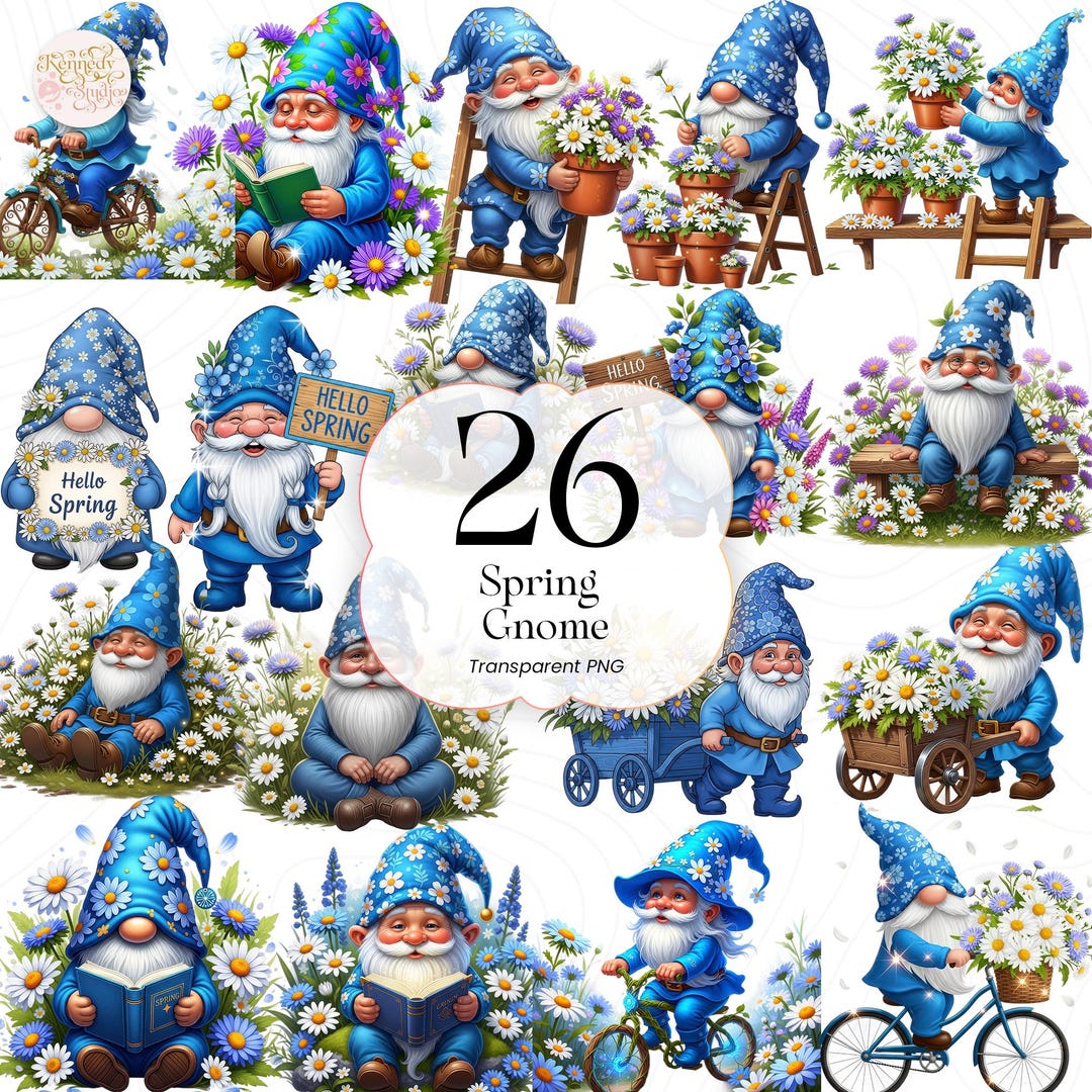 Spring Gnome PNG Clipart Cute Watercolor Garden Gnome Spring Decor for ...