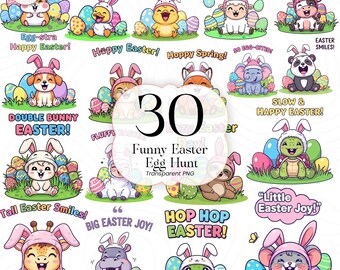 Lustige Ostern Eiersuche PNG Clipart niedlichen Hase & Eier Ostern Party Kinder, FEE01