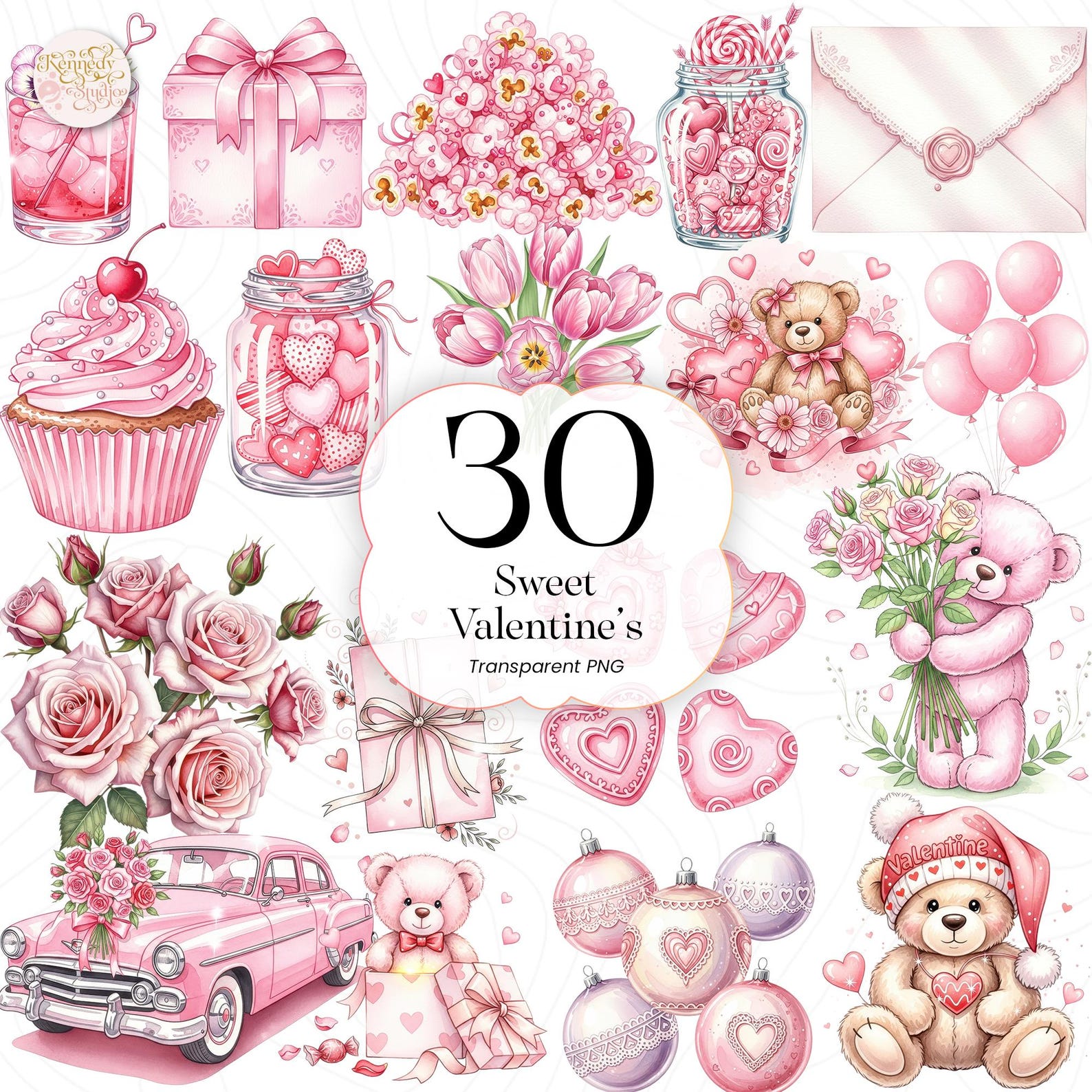 Sweet Valentine PNG Clipart Bundle Cute Kawaii Love Hearts Valentine ...