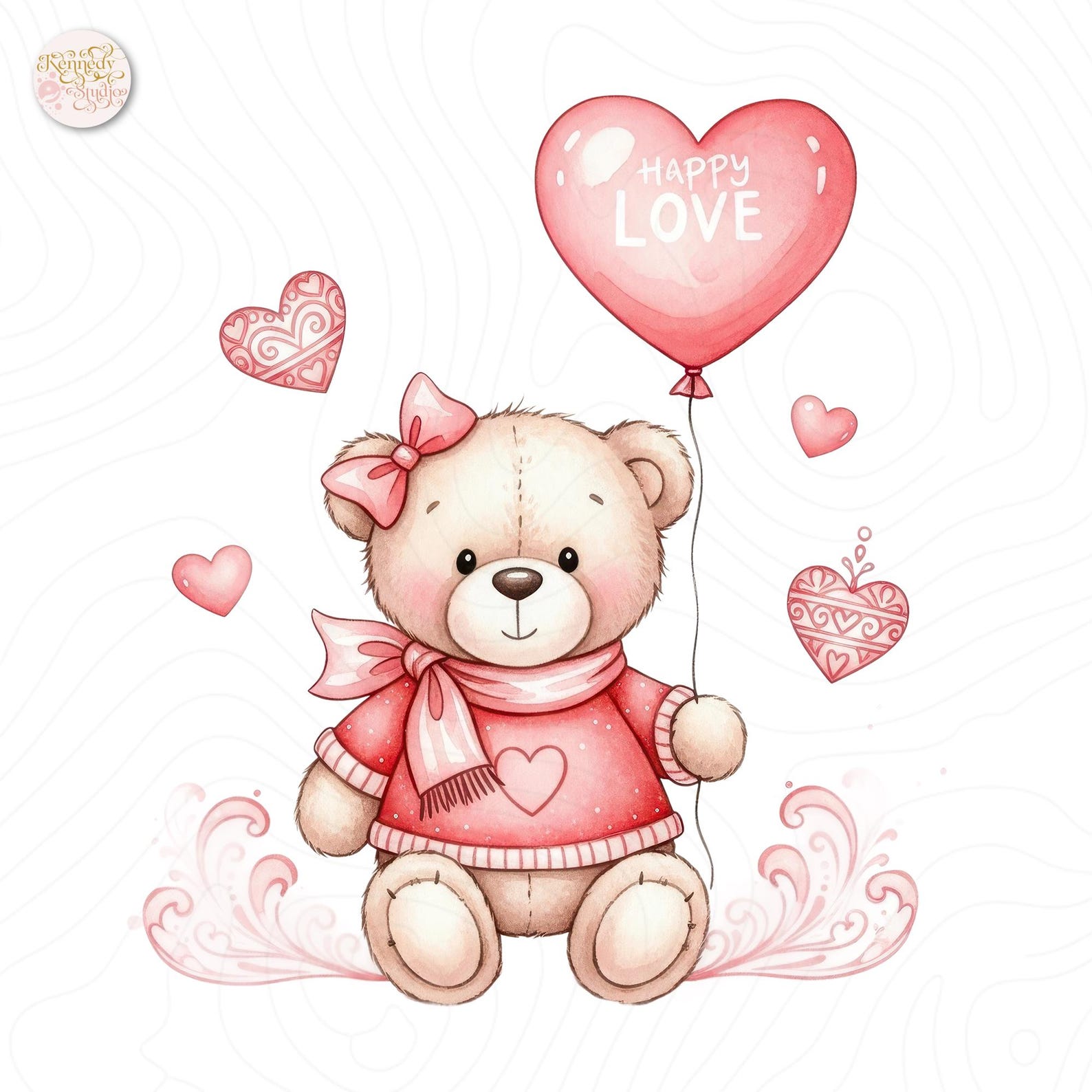 Valentine Teddy Bear PNG Clipart Bundle Cute Love Bears for Valentine’s ...