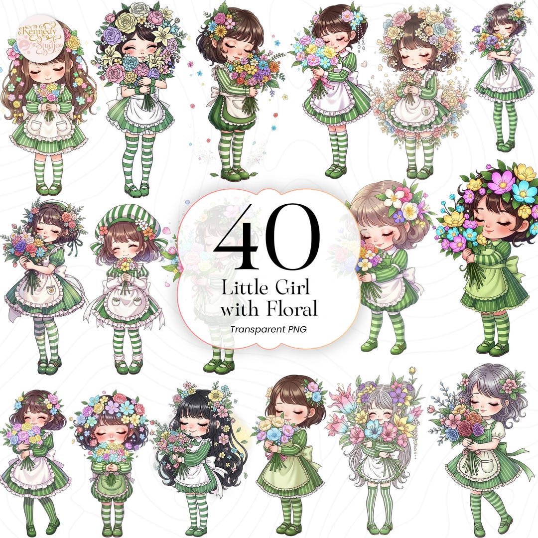 Little Floral Girl PNG Clipart, Cute Watercolor Flower Girl, Spring ...