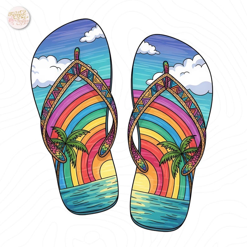 Summer Flip Flops Clipart Bundle, Tropical Beach Sandals PNG, Cute ...