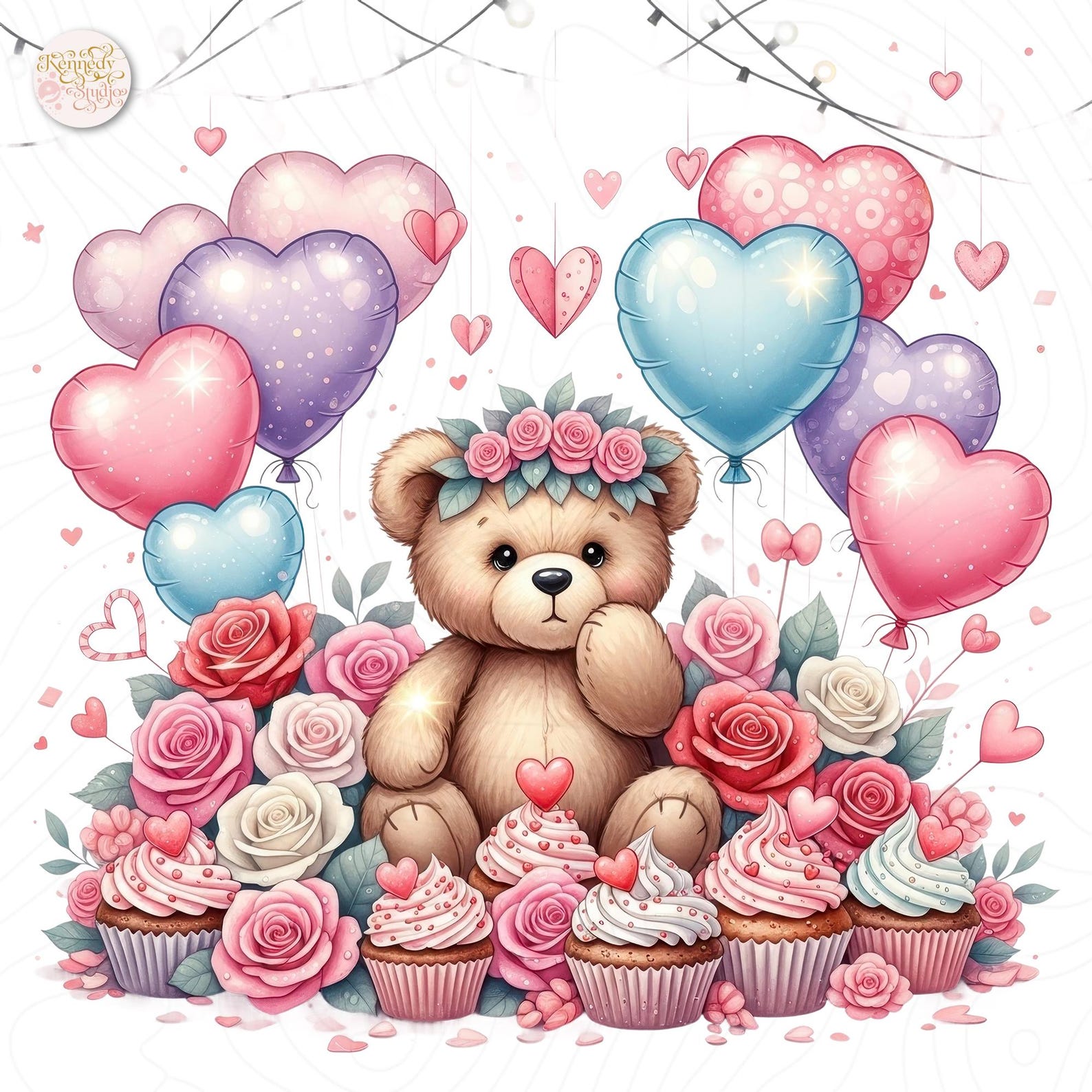 Valentine Teddy Bear PNG Clipart Bundle Cute Love Bears for Valentine’s ...