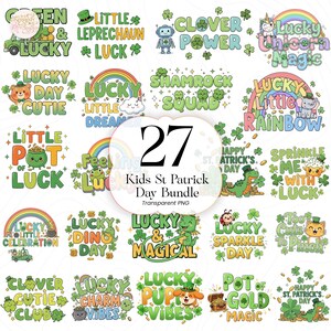 Kids St Patrick’s Day PNG Clipart Bundle – Cute Shamrock & Leprechaun Irish Holiday Graphics – Commercial Use, KSP01